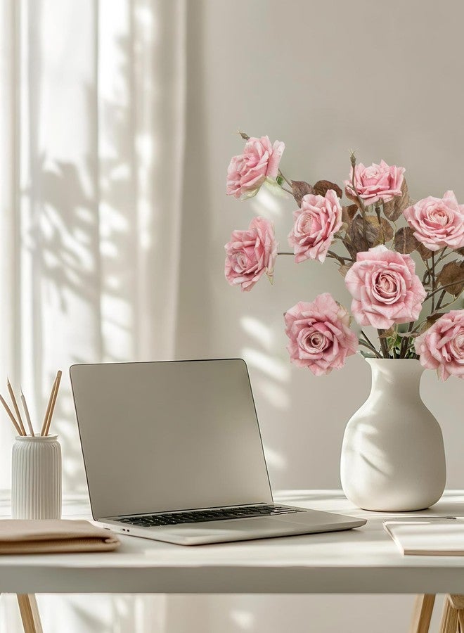 DuHouse 4pcs Artificial Vintage Roses Fake Silk Rose with Long Stem for Flower Arrangement Wedding Centerpiece Party Table Decoration(Pink) - Image 5